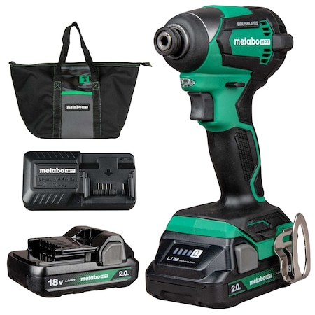 Metabo Hpt 18V MV Cordless Brushless 1/4in Impact Driver Kit 2 x 2.0Ah WH18DEXM